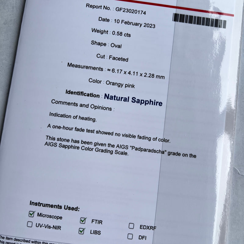 【再出品】天然パパラチアサファイア 天然ダイヤモンド リング