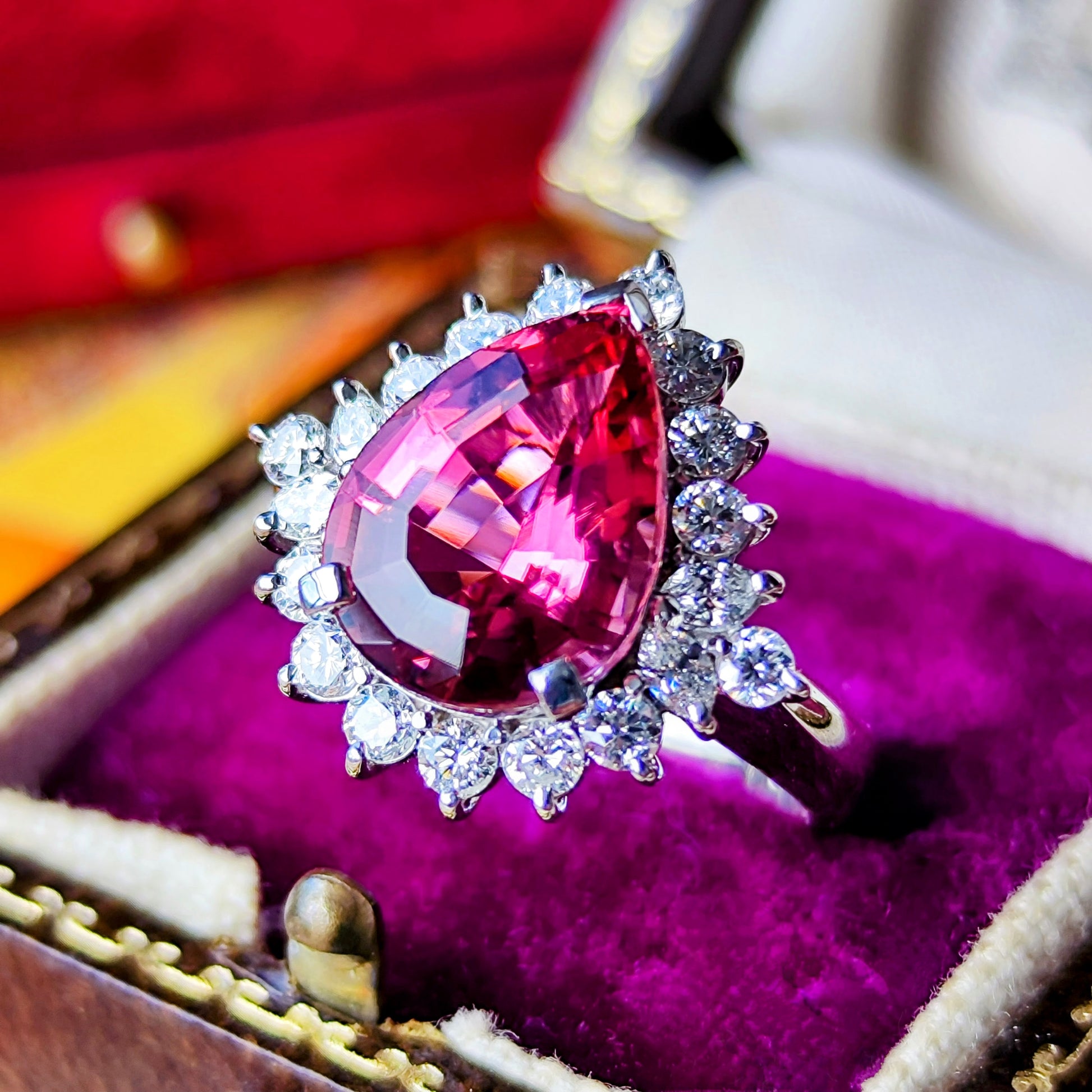 【大粒 4.03ct】天然ルベライト（トルマリン）天然ダイヤモンド プラチナリング