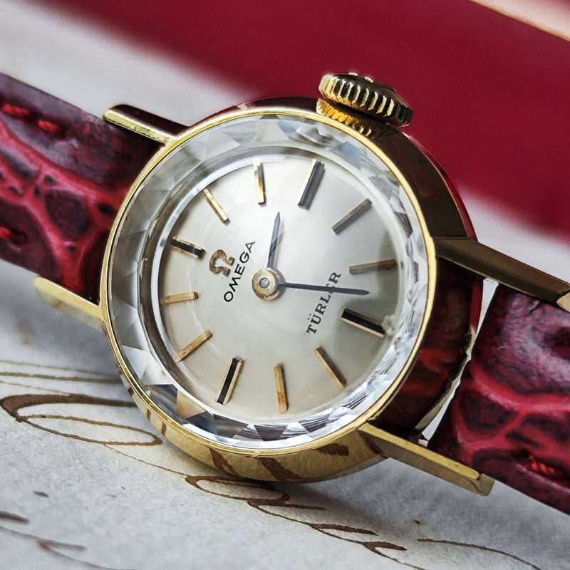 【OH済み】OMEGA オメガ TURLER チューラー ダブルネーム カットガラス 手巻き腕時計