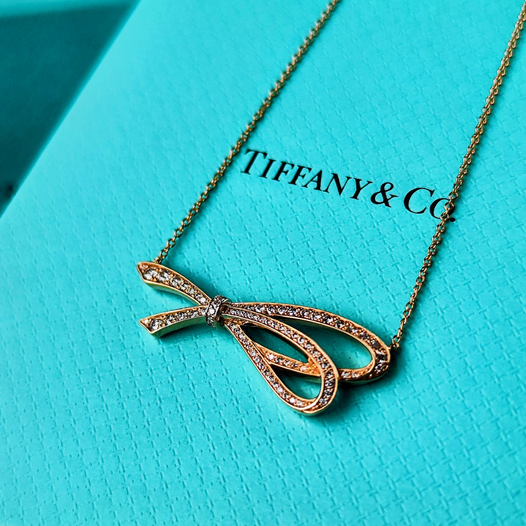 TIFFANY &Co ティファニー ボウ ラージ
ダイヤモンド ネックレス 18金PG