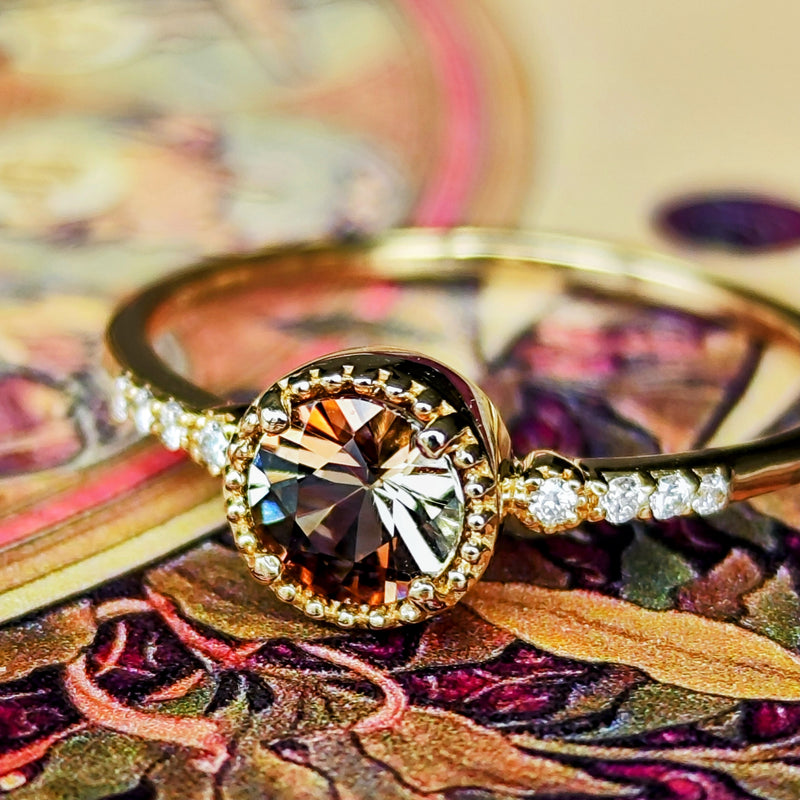 天然アンダリュサイト 天然ダイヤモンド リング