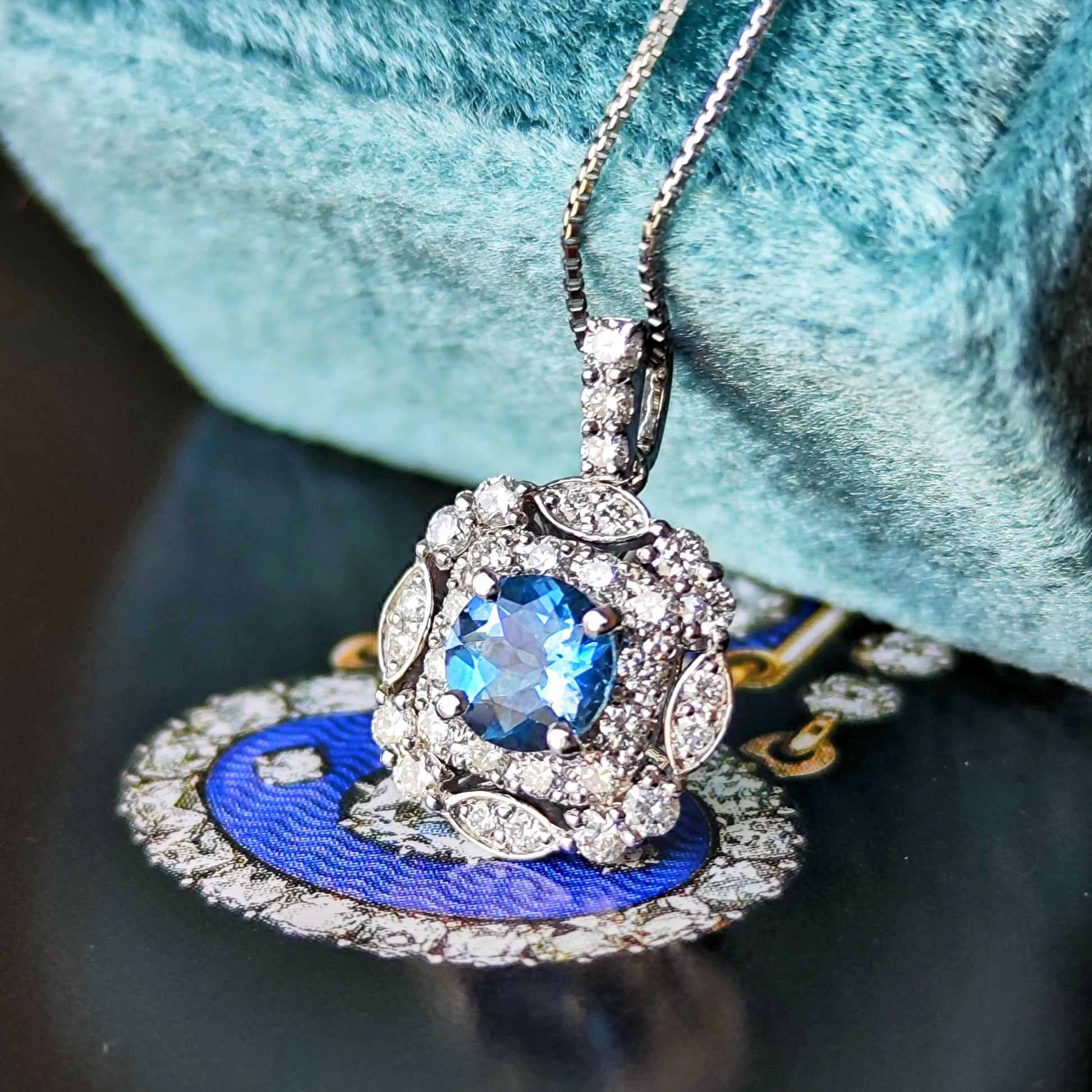 【サンタマリア】天然アクアマリン 天然ダイヤモンド ネックレス