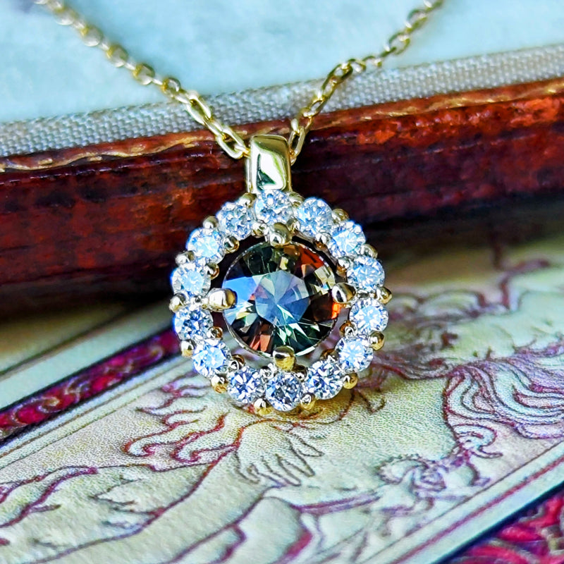 天然アンダリュサイト 天然ダイヤモンド ネックレス