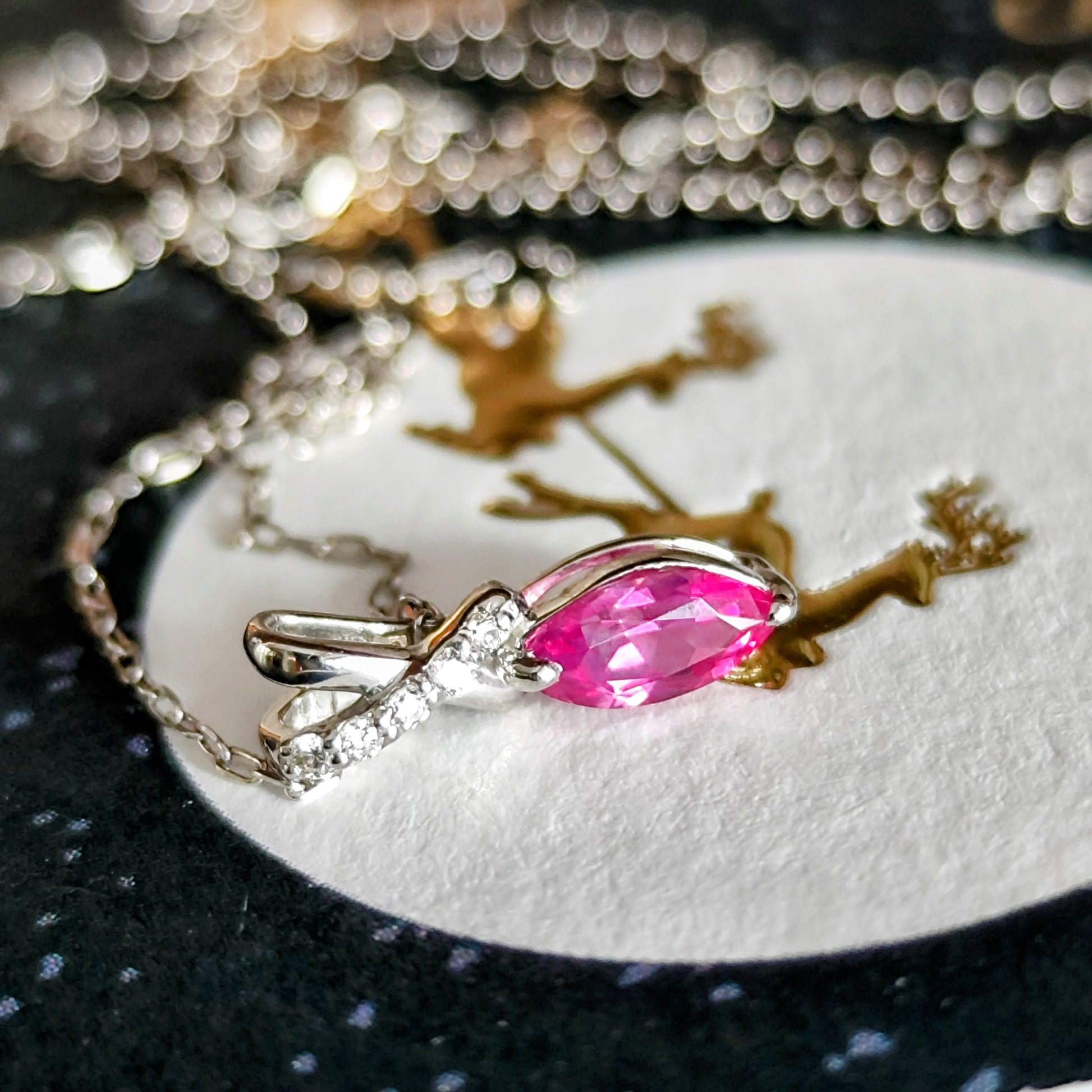 【お値下げ】天然ウィンザーサファイア 天然ダイヤモンド ネックレス