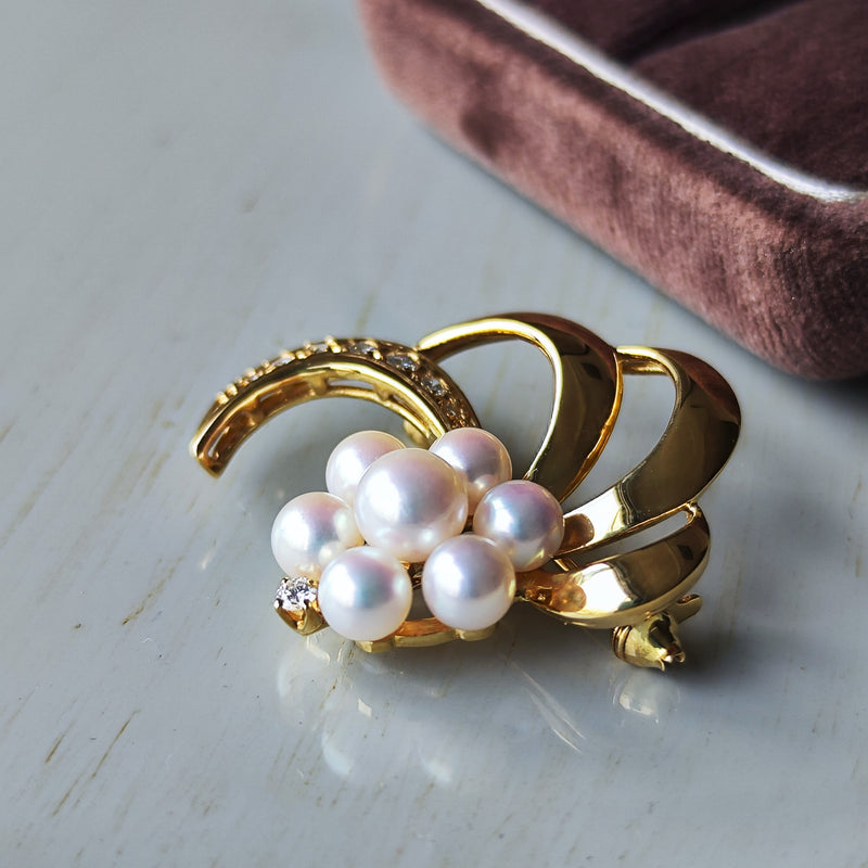 MIKIMOTO ミキモト ブローチ ペンダントトップ あこや真珠 ダイヤモンド