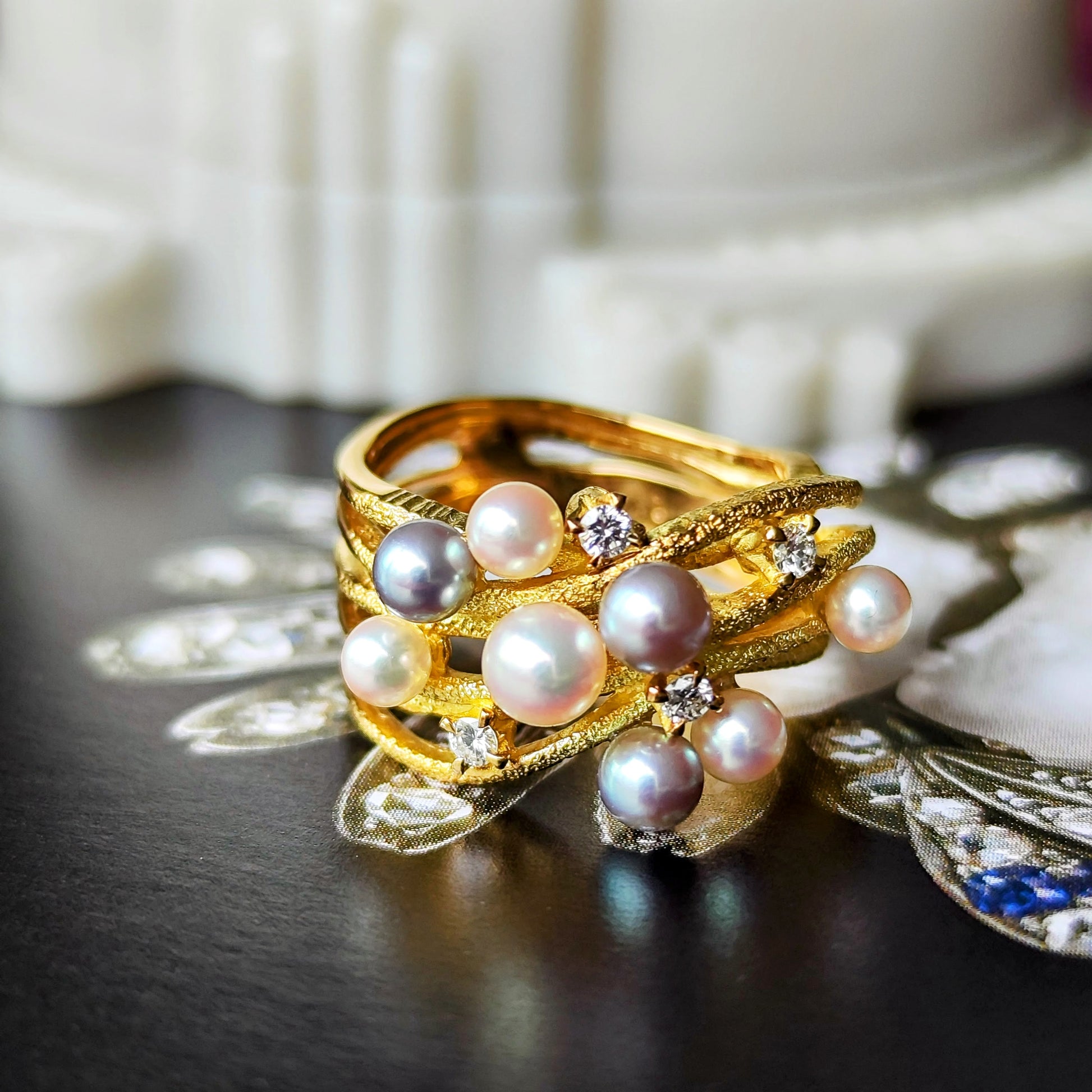 TASAKI 田崎真珠 あこや真珠 天然ダイヤモンド 18金リング