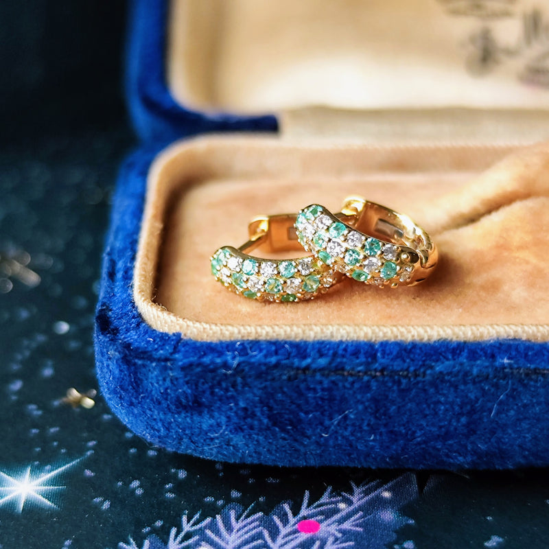 天然パライバトルマリン 天然ダイヤモンド パヴェ 18金ピアス