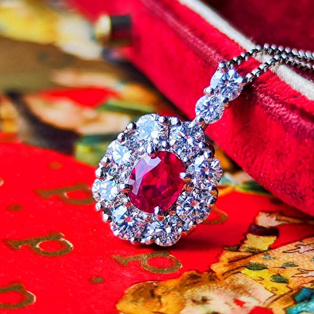 【ビルマ産ルビー】天然ルビー 0.330ct 天然ダイヤモンド ネックレス