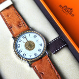 【ボーイズサイズ】HERMES エルメスセリエ オーストリッチ クォーツ腕時計
