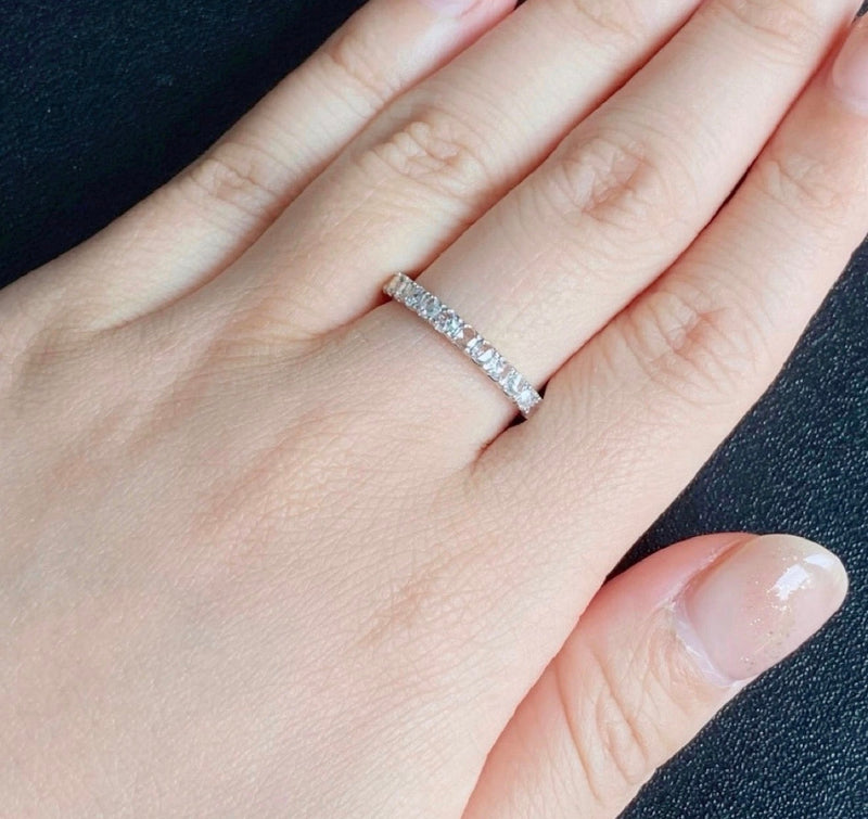 【ローズカット】天然ダイヤモンド ハーフエタニティリング プラチナ