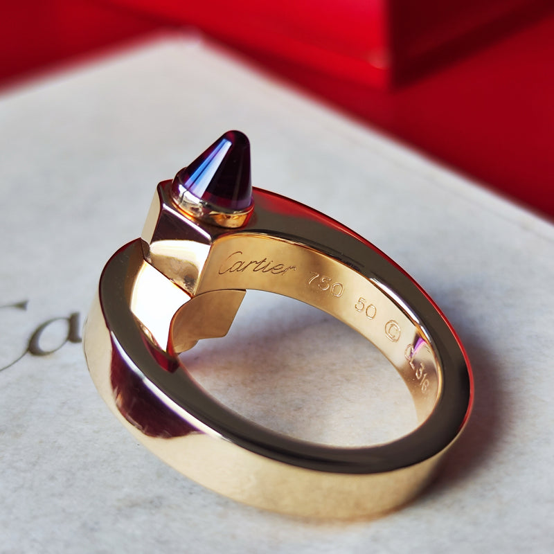 【Vintage Cartier】カルティエ メノットリング ガーネット 18金PG 10号