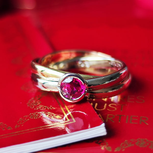 【Vintage Cartier 】カルティエ トリニティリング ルビー 18金