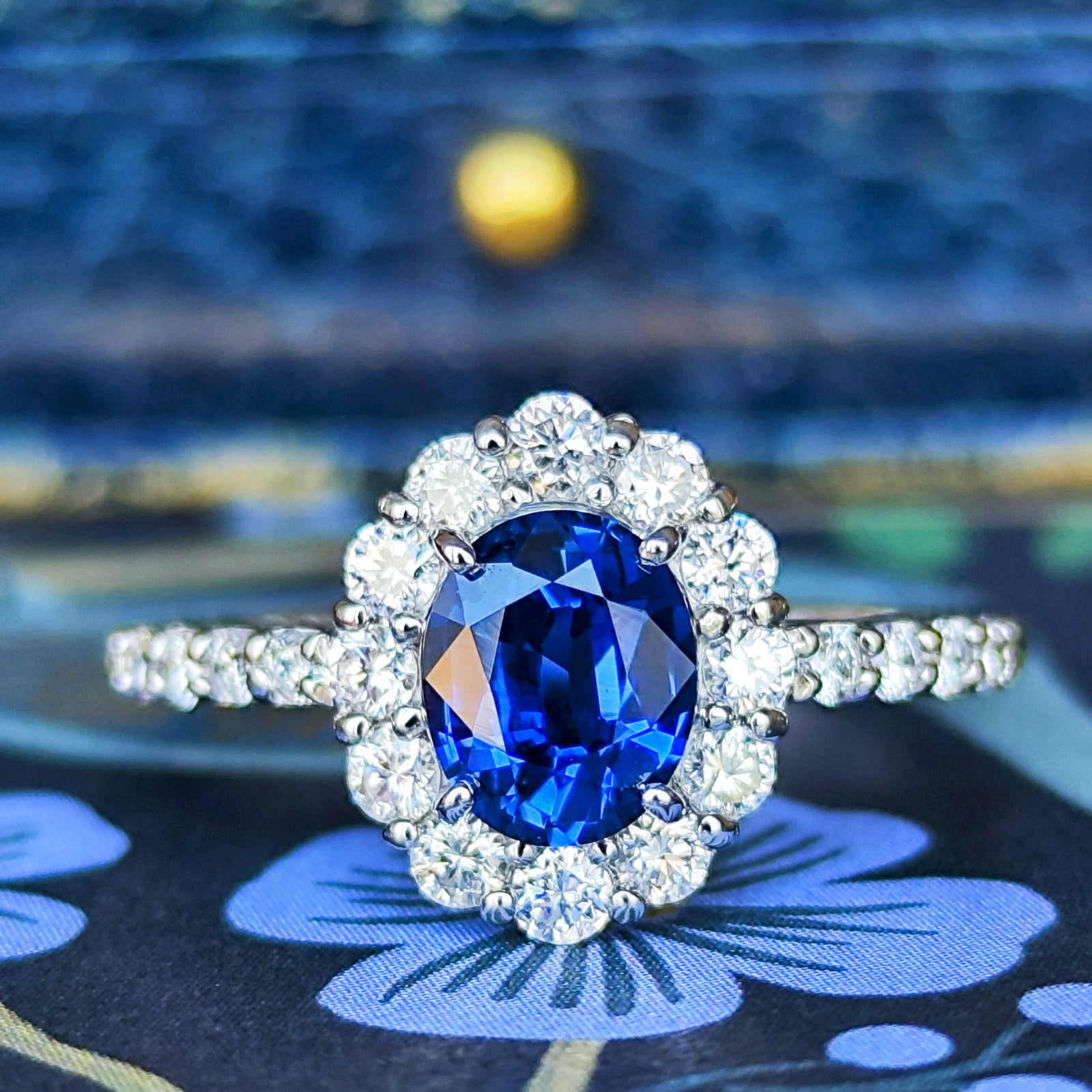 天然サファイアダイヤリング 非加熱 コーンフラワー】天然サファイア 天然ダイヤモンド リング