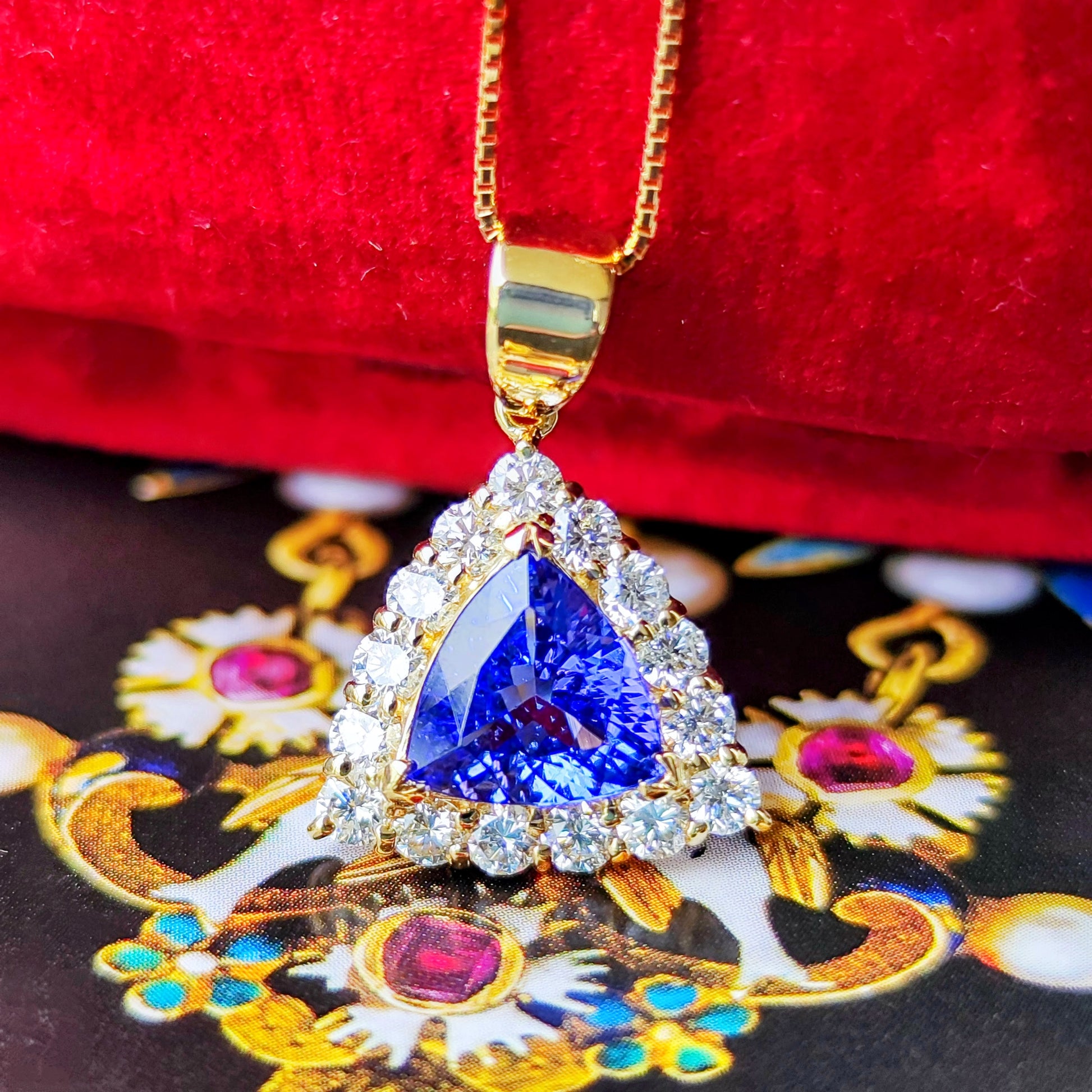 天然タンザナイト 1.82ct 天然ダイヤモンド ネックレス