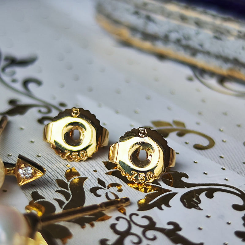 MIKIMOTO ミキモト 矢のモチーフ あこや真珠 天然ダイヤモンド 18金ピアス