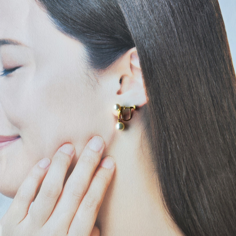 MIKIMOTO ミキモト あこや真珠 ハートモチーフ イヤリング