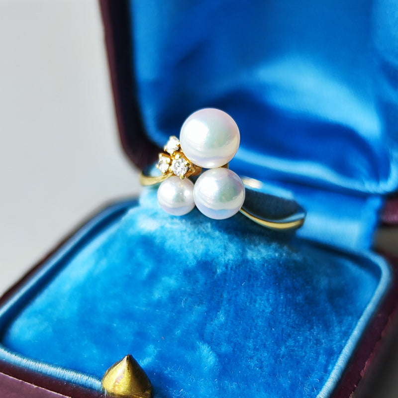 MIKIMOTO ミキモト あこや真珠 天然ダイヤモンド リング – Mico
