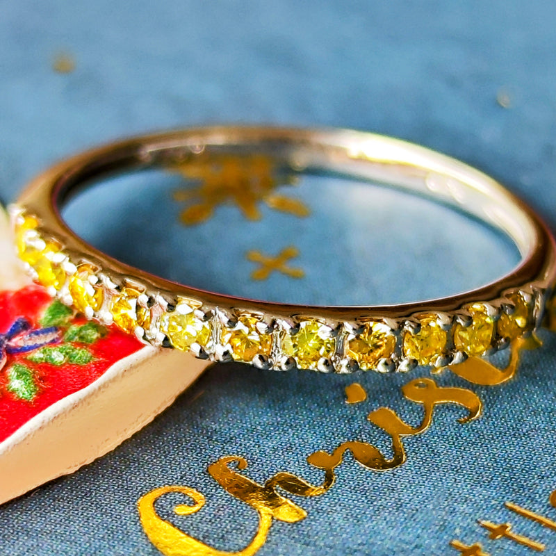 【イエローダイヤ】天然ダイヤモンド ハーフエタニティリング