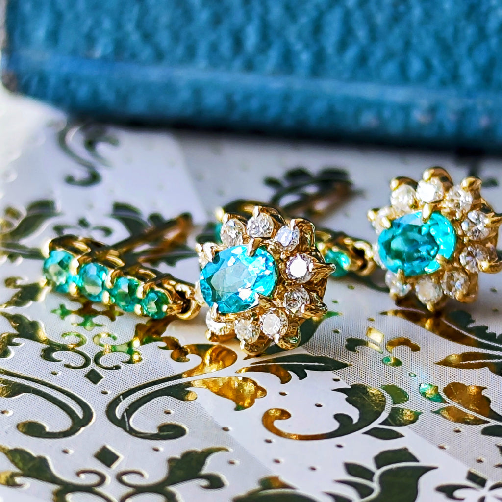 ブラジルバターリャ産 天然パライバトルマリン 天然ダイヤモンド ピアス GIA