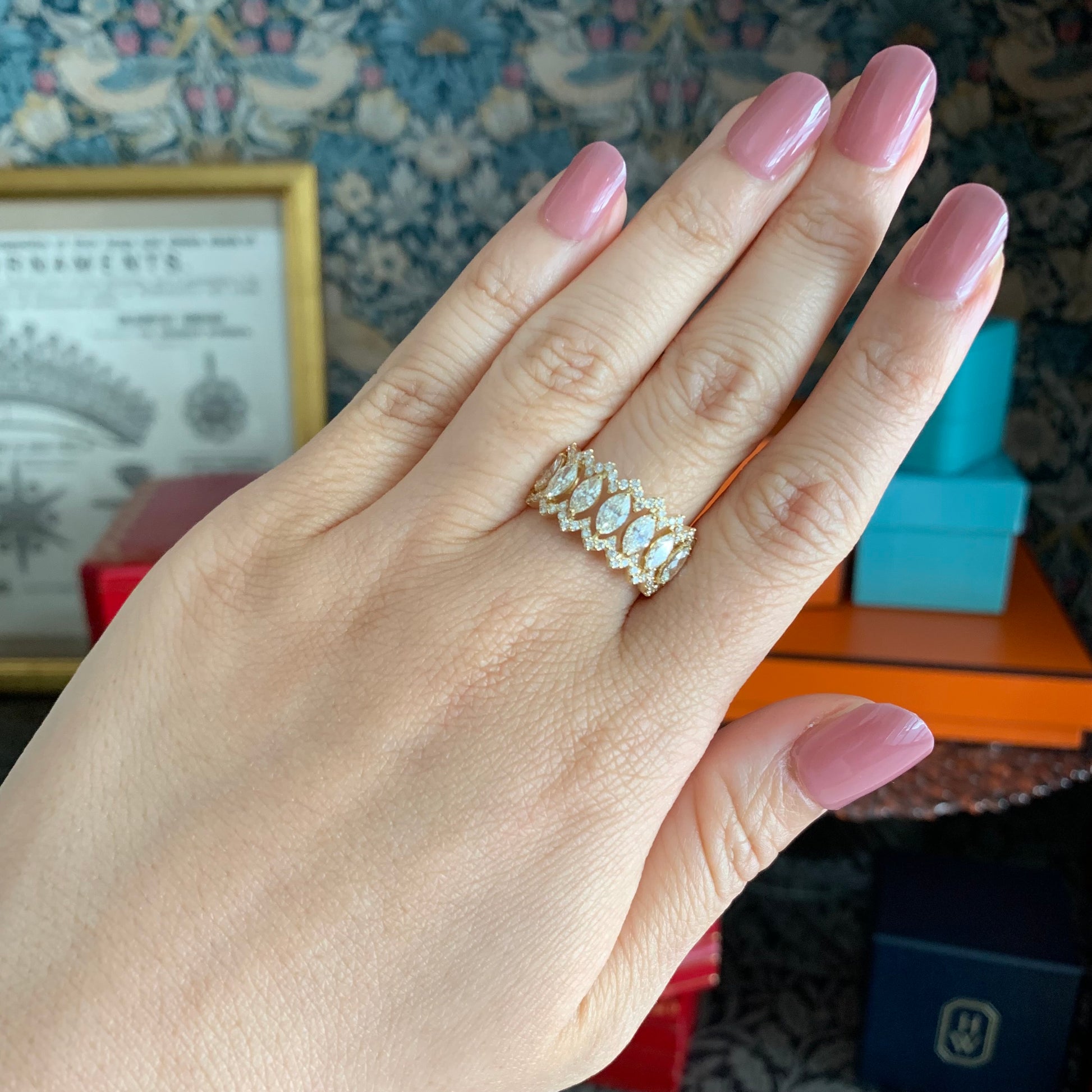 天然ダイヤモンド マーキスカット 0.90ct リング