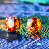 天然スぺサルティンガーネット 18金ピアス