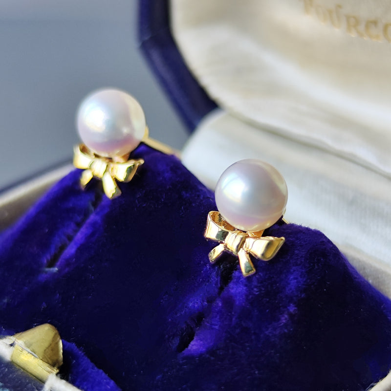 MIKIMOTO ミキモト あこや真珠 リボンモチーフ ピアス – Mico宝飾店