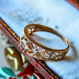 天然アンダリュサイト 天然ダイヤモンド 18金PGリング