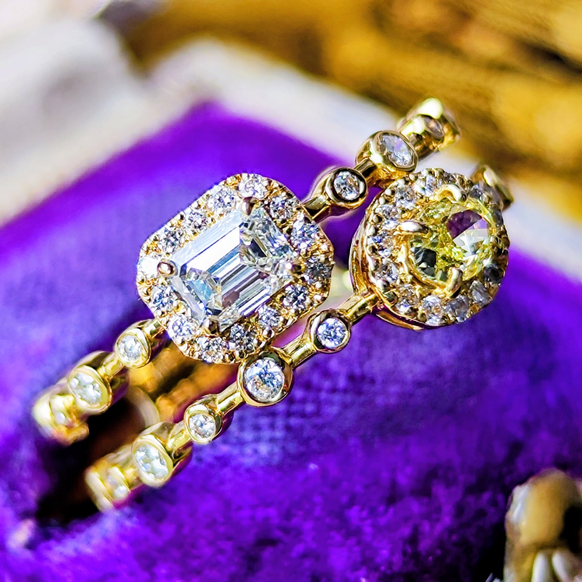 【イエローダイヤ】FANCY INTENSE YELLOW SI1 0.181ct ダイヤモンドリング