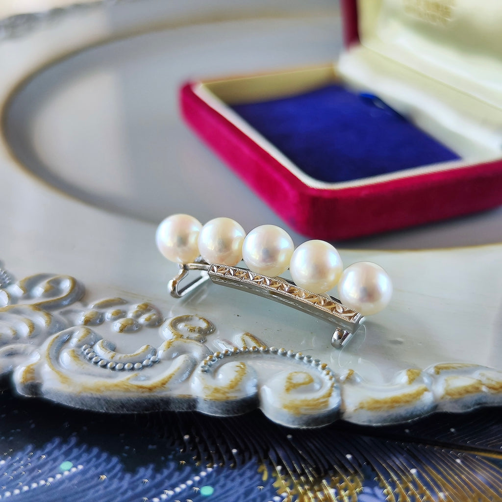 【オールドミキモト 】MIKIMOTO ミキモト あこや真珠 14金 帯留
