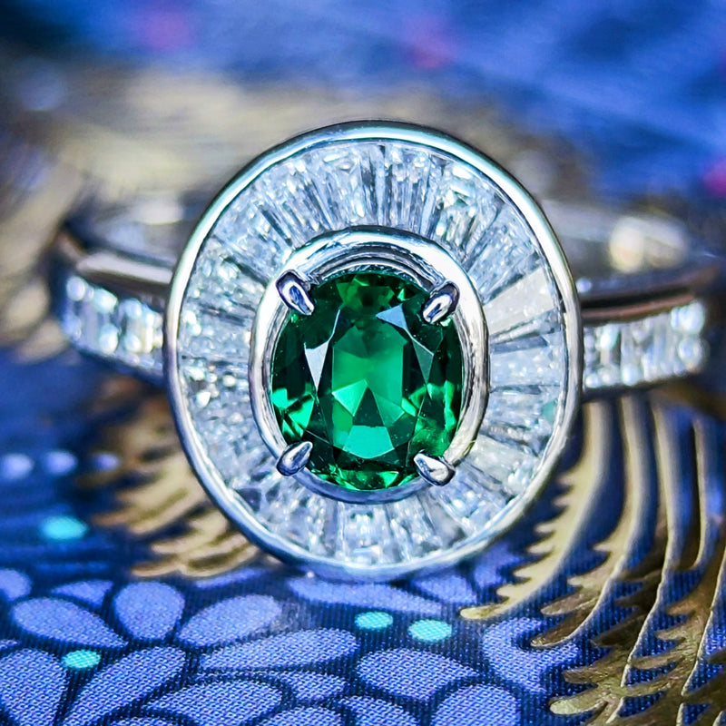 【ザンビア産 ノンオイル】天然エメラルド 天然ダイヤモンド リング GIA
