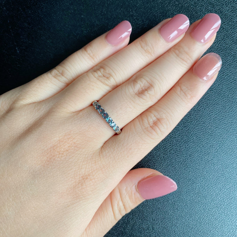 天然アレキサンドライト 0.45ct ハーフエタニティリング