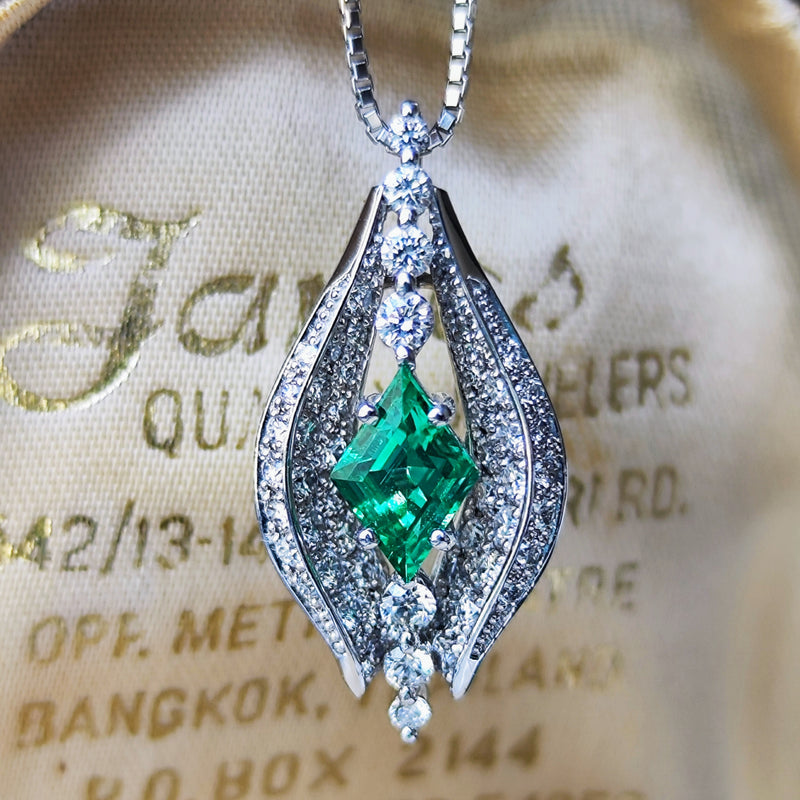【ロシア産 ノンオイル】天然エメラルド 天然ダイヤモンド ネックレス GIA