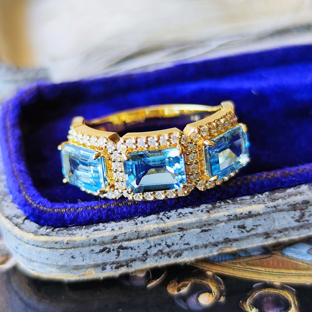 【サンタマリア】天然アクアマリン 0.763ct 天然ダイヤモンド リング