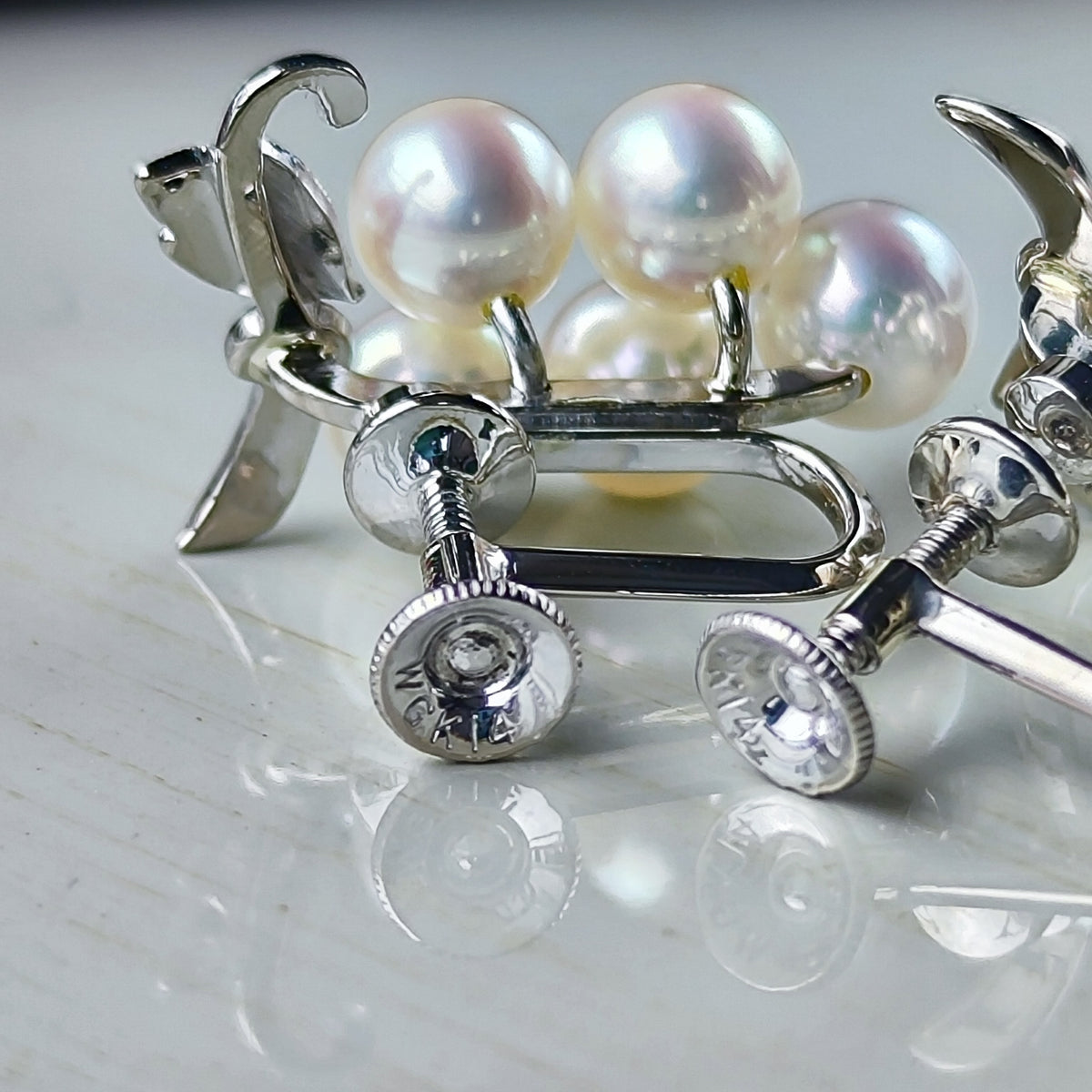 [Vintage MIKIMOTO] MIKIMOTO Akoya Pearl 14K White Gold Earrings