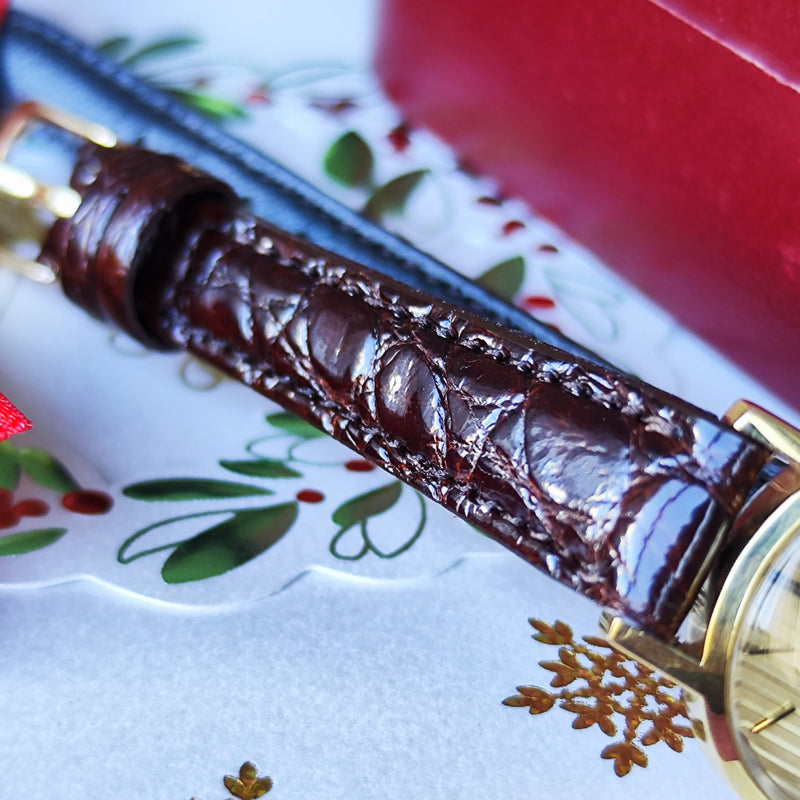 【OH済み】OMEGA オメガ Geneve ジュネーヴ ストライプ文字盤 手巻き腕時計