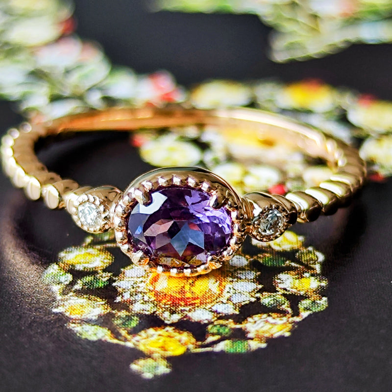 えむえす★カラーチェンジガーネット&アレキサンドライト★リングオーダー Pt950アレキサンドライト＆カラーチェンジガーネット