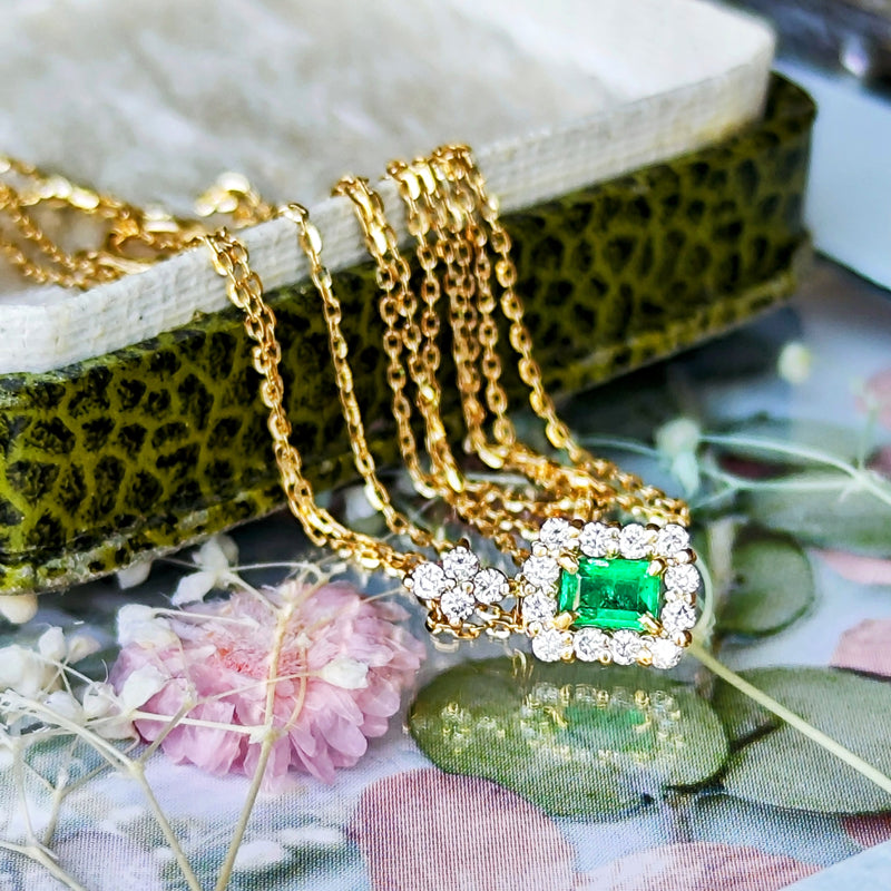 天然エメラルド 天然ダイヤモンド ネックレス