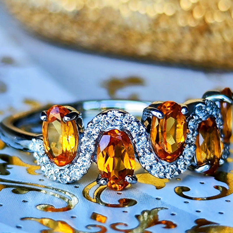 天然スペサルティンガーネット 天然ダイヤモンド プラチナリング