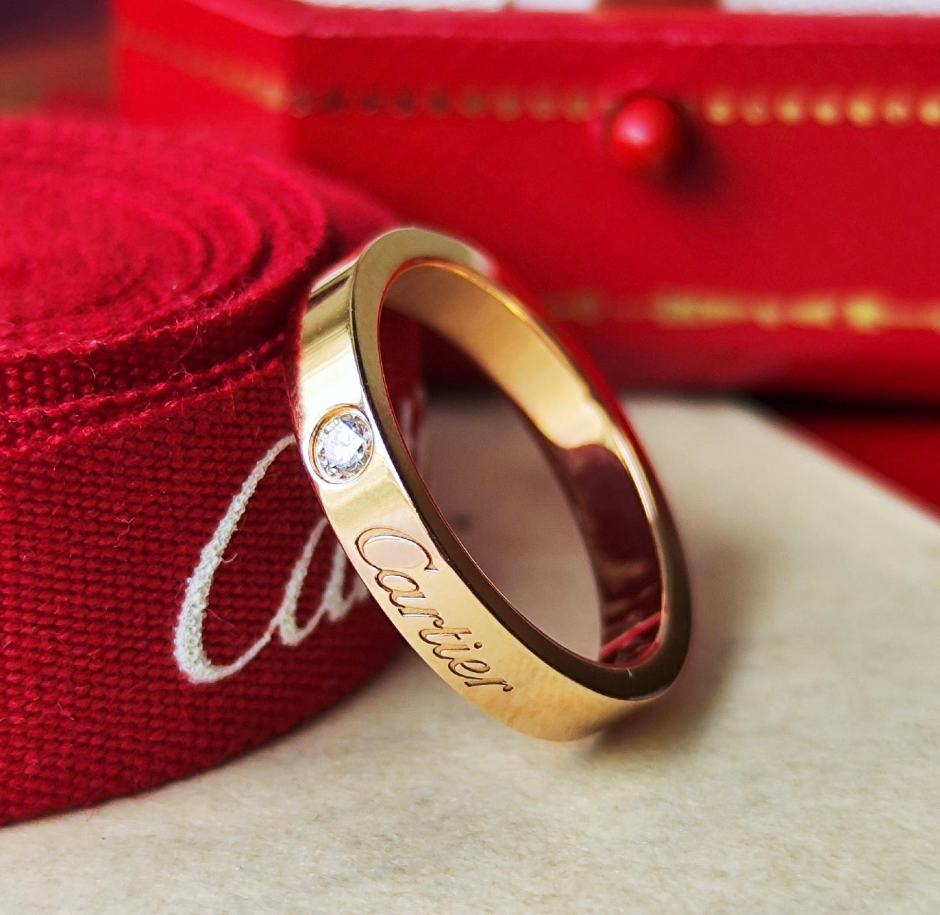Cartier カルティエ Cドゥ ダイヤモンド リング 18金PG 50