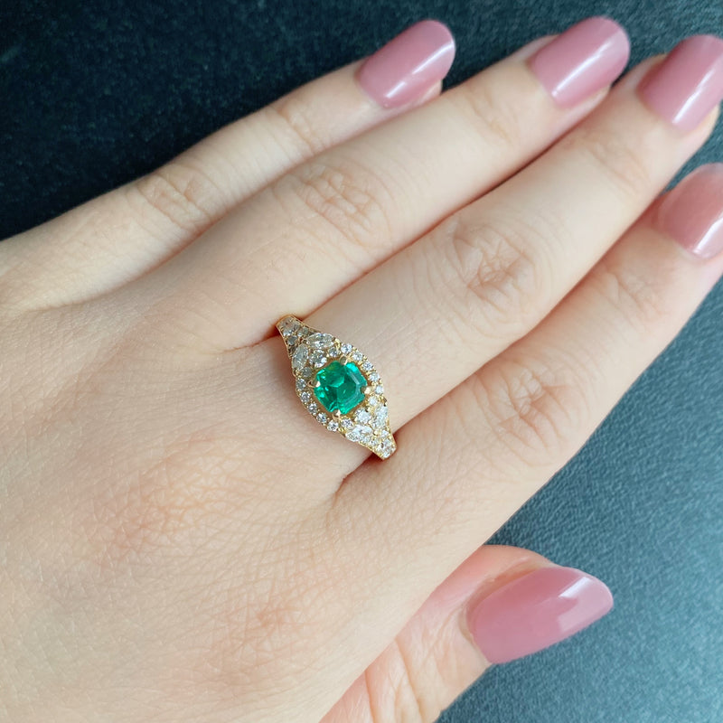 【コロンビア産】天然エメラルド 天然ダイヤモンド リング