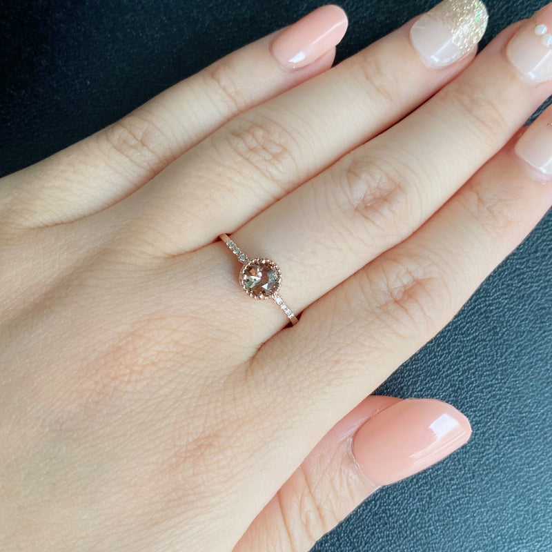 天然アンダリュサイト 天然ダイヤモンド リング