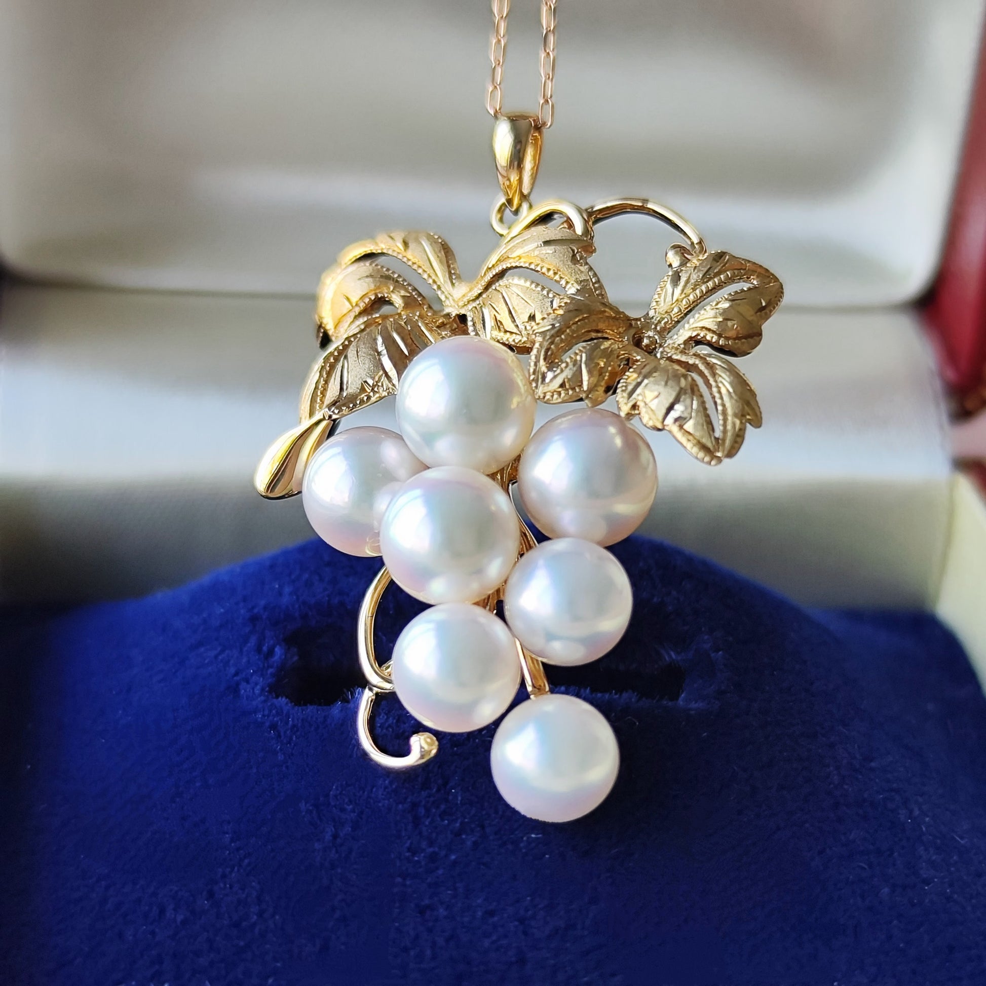 MIKIMOTO ミキモト あこや真珠 葡萄のモチーフ ペンダントトップ ヴィンテージ
