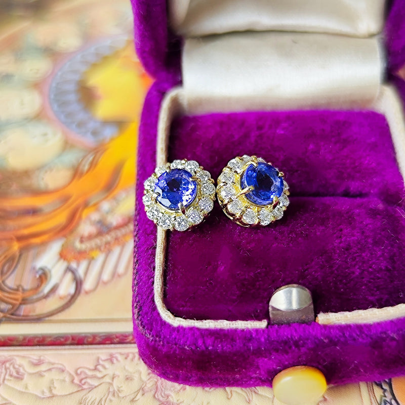 天然タンザナイト 天然ダイヤモンド 18金ピアス