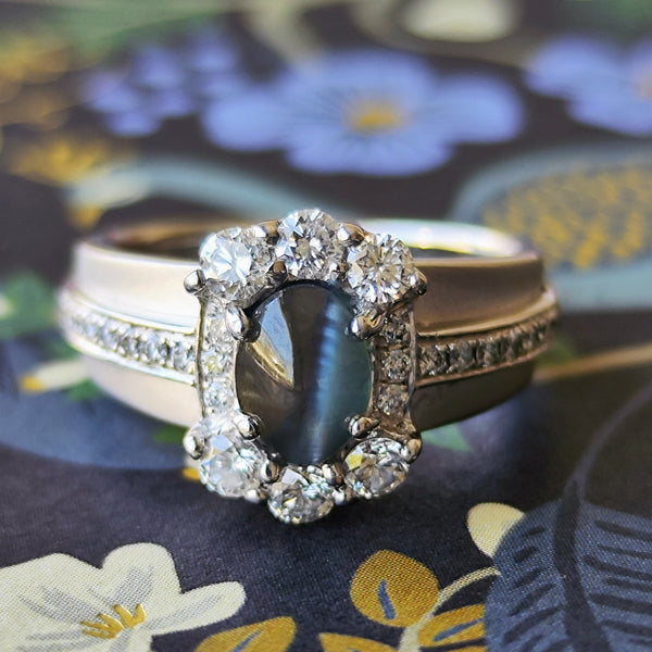 天然アレキサンドライトキャッツアイ 1.16ct 天然ダイヤモンド リング