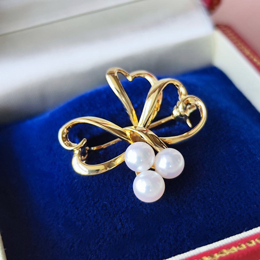 MIKIMOTO ミキモト あこや真珠 ブローチ 18金
