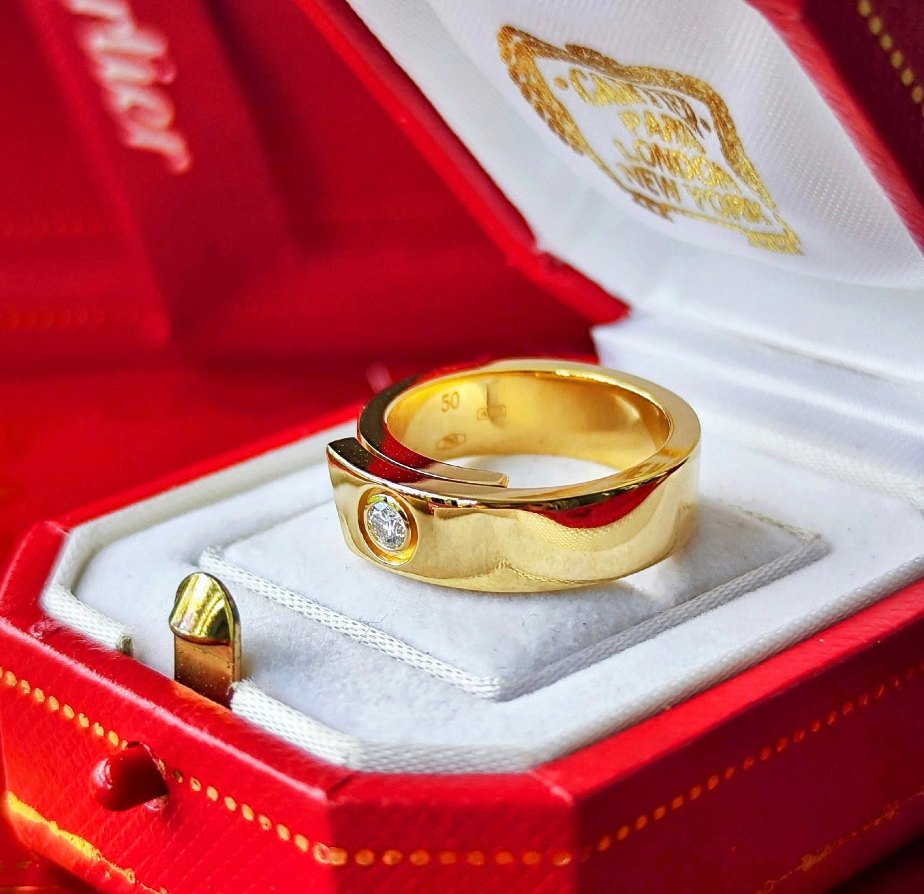 【Cartier 廃盤】カルティエ アニバーサリーリング ダイヤモンド 18金YG 50