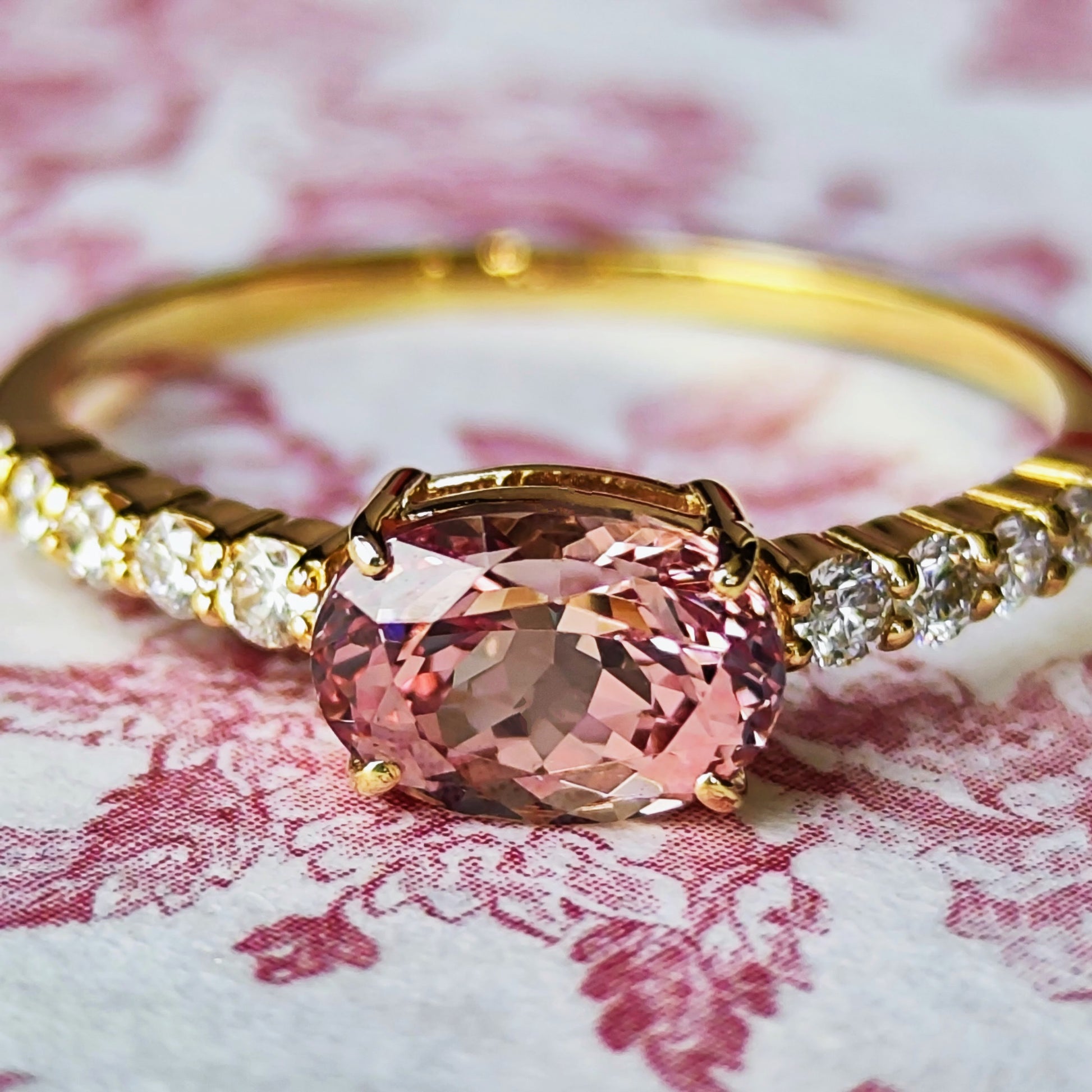 天然マラヤガーネット 1.18ct 天然ダイヤモンド リング