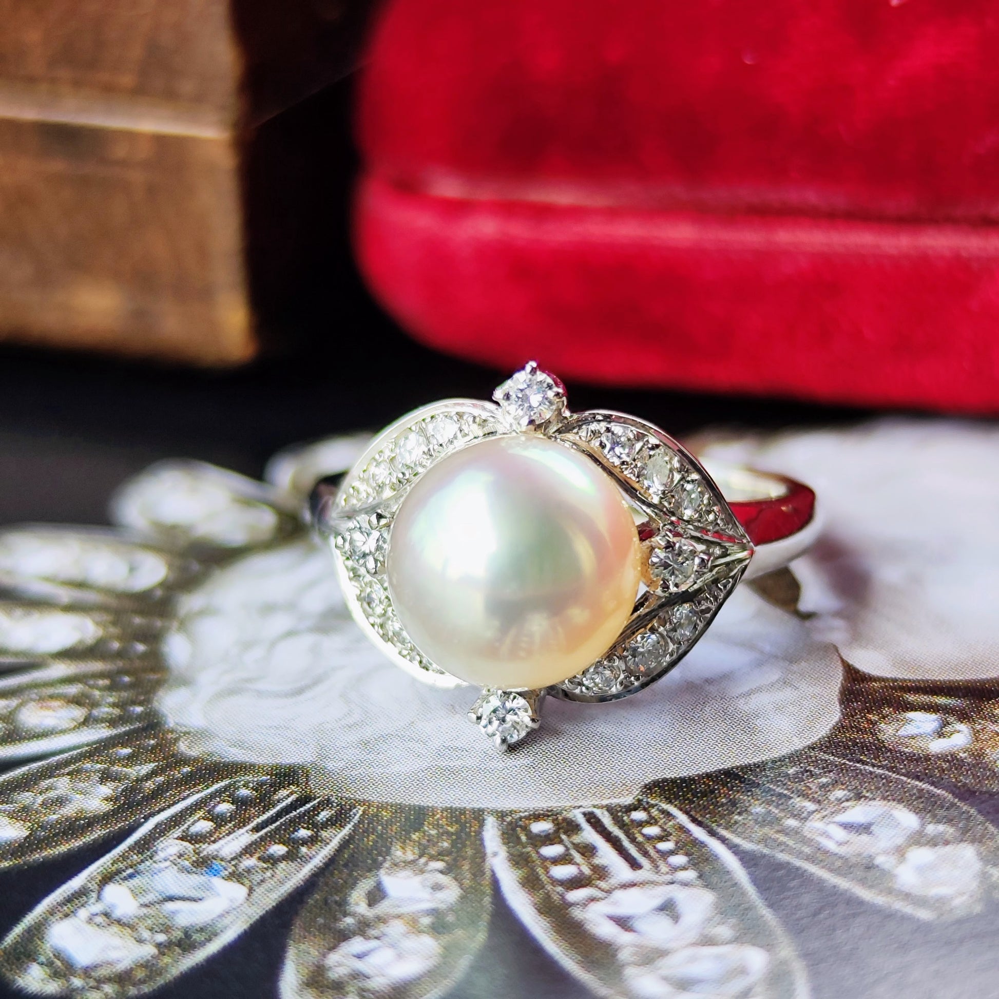 MIKIMOTO ミキモト あこや真珠 ダイヤモンド プラチナリング