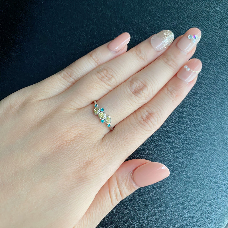 天然イエローダイヤモンド 天然パライバトルマリン リング