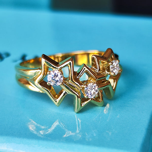 TIFFANY&Co ティファニー トリプルスター ダイヤモンドリング 18金YG 11号